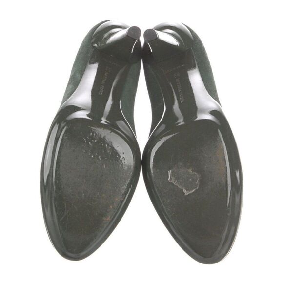 Bottega Veneta Authentic Solid Forest Green Suede Leather High Heels Round Toe 9 - Picture 5 of 8